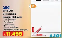 SEG BM 6001 6 PROGRAMLI BULAŞIK MAKİNESİ